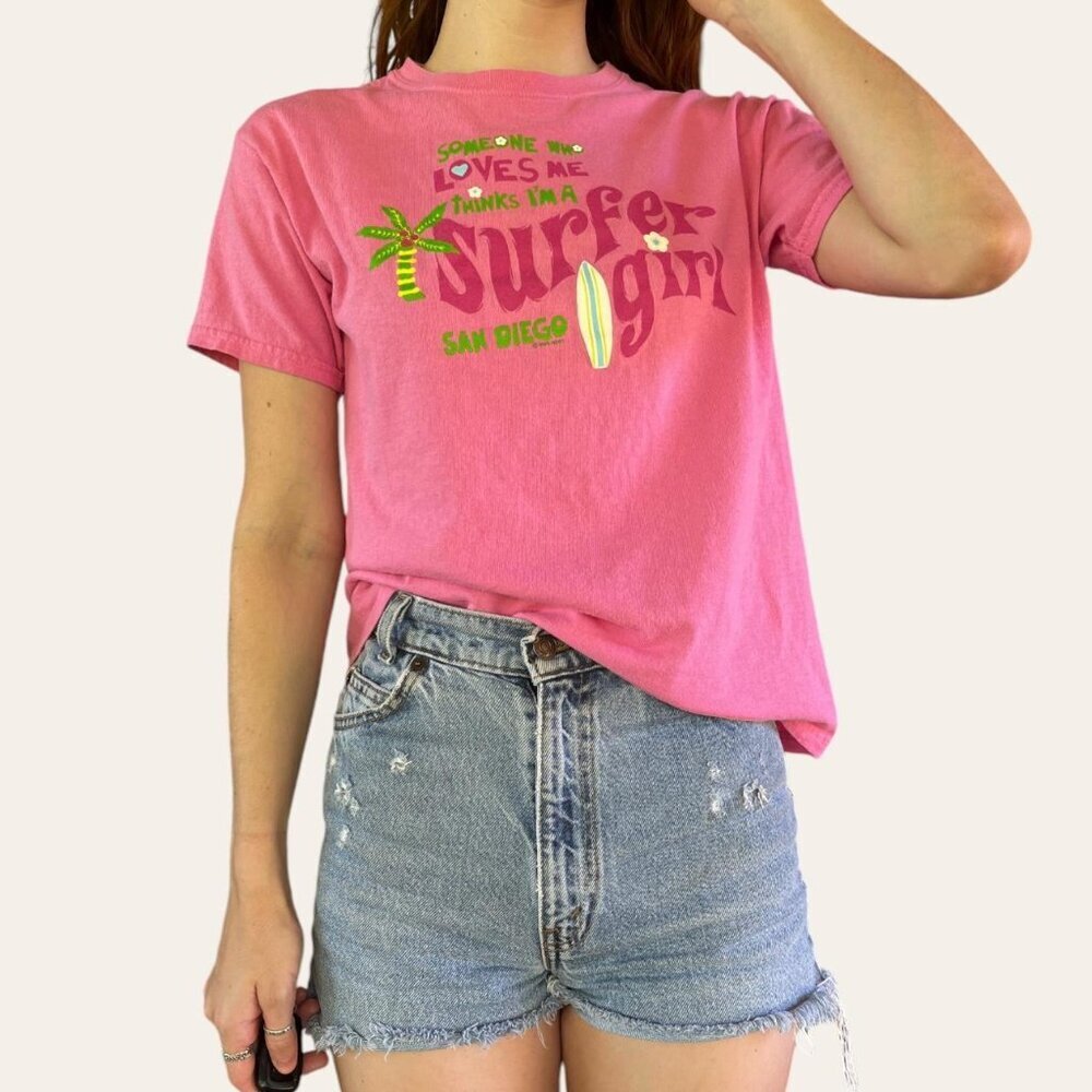 Y2k vintage California surfer girl pink baby tee - Picture 3 of 8